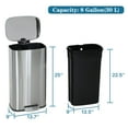 thumbnail image 7 of 10-Gallon/45L Kitchen Trash Can with Lid, Featuring a Removable Inner Bucket, Pedal-Activated Stainless Steel Trash Bin (Silver) for Office and Bathroom Use, 7 of 7