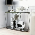 thumbnail image 5 of Furniture of America Ollis 1-Shelf Glass Top and Metal Black Nickel Sofa Table, 5 of 7