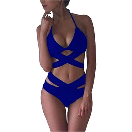 

Nokpsedcb Xz Women Swimsuit High Waisted Bikini Padded Push-up Bra Beachwear