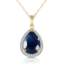 Galaxy Gold 5.26 CTW 14k 22" Solid Gold Necklace with Natural Diamonds and Pear Shaped Sapphire