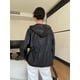 thumbnail image 4 of Chaqueta de piel auténtica negra sencilla para mujer, abrigo de piel de oveja con capucha y cremallera con cordones, tendencia primavera otoño 2024, 4 of 4
