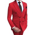thumbnail image 1 of MensDouble-breastedBlazerSuit2PiecesSlimFitWeddingGroomTuxedosPeakLapelFormalPromSuits, 1 of 5