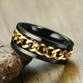 thumbnail image 5 of Gold/Blue/Rose Gold Spinner Chain Band Stainless Steel Men's Black Rings Sz 7-15, 5 of 9