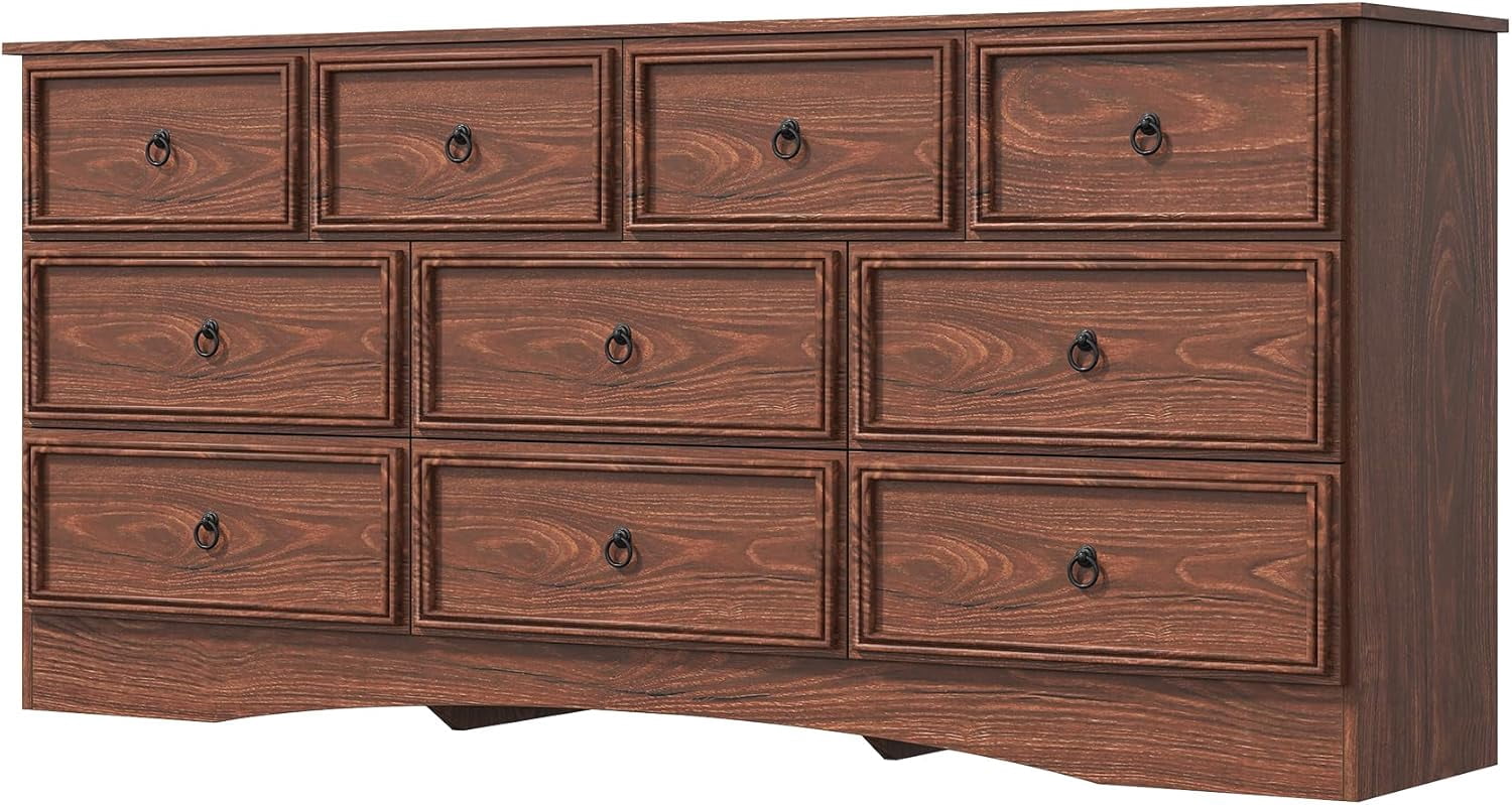 Frmobepts 10 Drawer Dresser for Bedroom, Dresser TV Stand, Chest of Drawers for Storage and Organization, Cherry