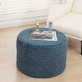 thumbnail image 3 of Round Pouf Ottoman 20 x 20 x 14 Inches Boho Poof Home Decor Floor Pouffe Ottoman Foot Rest for Couch Sofa Bean Bag Chairs Living Room Bedroom (Misty Blue), 3 of 17