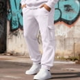 thumbnail image 6 of Basysin Men Jogger Cargo Pants Elastic Drawstring Waist With Pockets Trousers Solid Color Lounge Walking Jogging Outdoor Casual Workout Home, 6 of 6