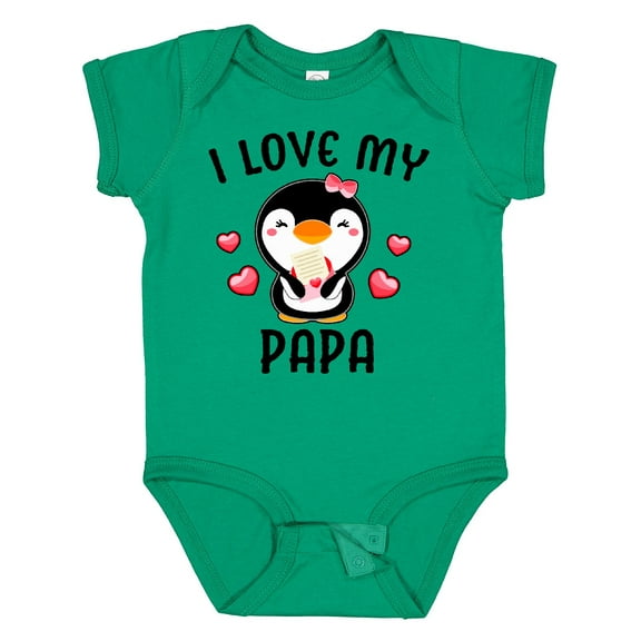 Inktastic I Love My Papa with Cute Penguin and Hearts Girls Baby Bodysuit