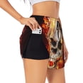 thumbnail image 2 of Disketp Satanic Skull Print Women's Shorts Workout Shorts for Athletic Gym Running Shorts with Phone Pockets Medium, 2 of 8