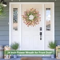 thumbnail image 3 of Guvpev 24" Spring Wreaths for Front Door Not Withering Artificial Floral Wreath with Wildflowers Summer Decorations for Indoor Outdoor Window Wall Farmhouse Porch Wedding Holiday Easter Home Decor, 3 of 9