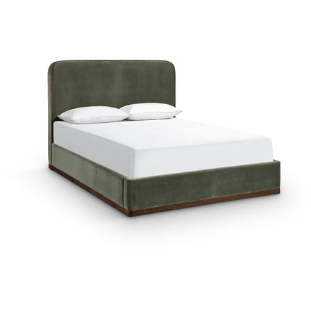 Meridian Furniture Rava Green Velvet Upholstered Queen Bed