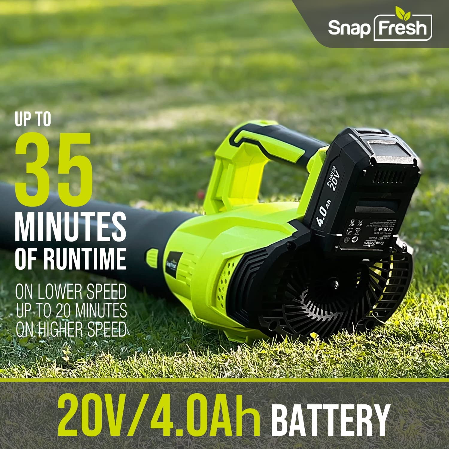 Snap Fresh Upgraded 350 CFM at 20V Battery Powered Cordless Leaf Blower