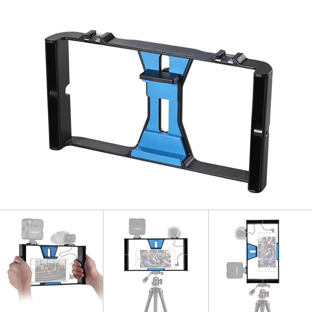 Andoer Smartphone Video Rig Phone Movie Mount Film Making Recording Vlogging Rig Hand Grip Bracket Holder Stabilizer for X 8 7s 6 plus for Honor