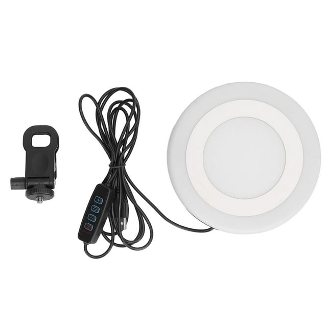 Luz LED de relleno de videoconferencia de 5,5 pulgadas, redonda, 3 modos, 10 niveles, alimentada por USB, lámpara de escritorio RBG con clip para computadora portátil