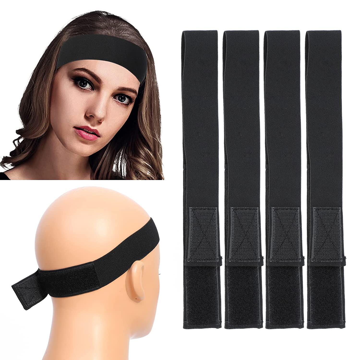 Elastic Bands for Wig - 4 Pcs Wig Band for Edge Wrap to Lay Edges