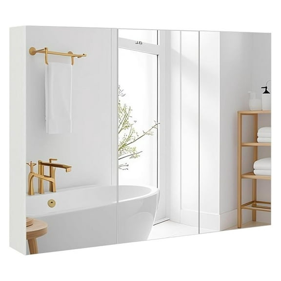 Large Bathroom Medicine Cabinet with Mirror & 3 Mirrored Doors, Wall Mounted, Adjustable Shelves, 36 x 4.5 x 25.5 Inches