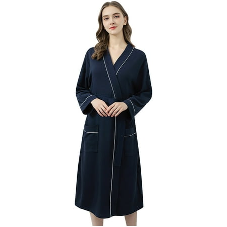 

ketyyh-chn99 Pajamas Pajama Dress for Women Ladies Soft Comfortable Bathrobe Autumn And Winter Clothes Home Night Gown With Pocket Solid