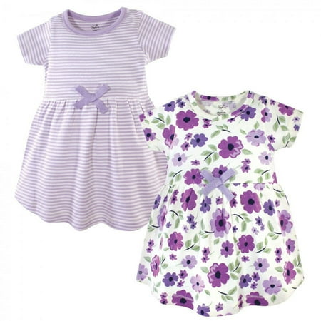 UPC: 0660168610390 | Touched by Nature Baby and Toddler Girl Organic Cotton Short-Sleeve Dresses 2pk Purple Garden 5 Toddler