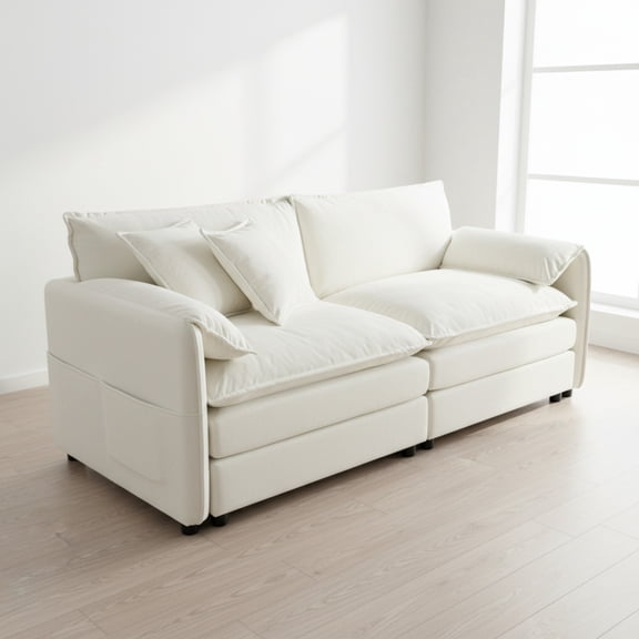 Homy Casa Chenille Loveseat Sofa, Deep Seat Living Room Couch with Double Cushions & Pillows