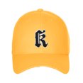 thumbnail image 2 of Daxton Structured Baseball Hat Cap Old English A to Z Letter Number Initial-Gold, Letter K, 2 of 4