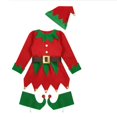 thumbnail image 2 of Disfraces de elfo de Navidad para mujer y niña, Vestido de manga larga y cinturón, sombrero, zapatos, medias a rayas, fiesta de rol, Cosplay, envío directo, 2 of 3