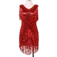 thumbnail image 5 of Raenseen Women's Flapper Dresses Fringed 1920s Sequins Formal Swing Cocktail Party Dress Red L, 5 of 9
