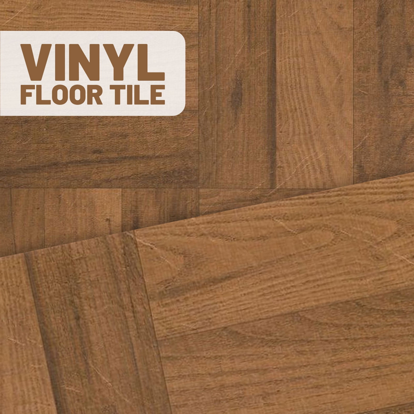 Traditional Elegance Madison 3 Finger Med. Oak Parquet 12x12 Self Adhesive Vinyl Floor Tile - 20 Tiles/20 sq. ft.