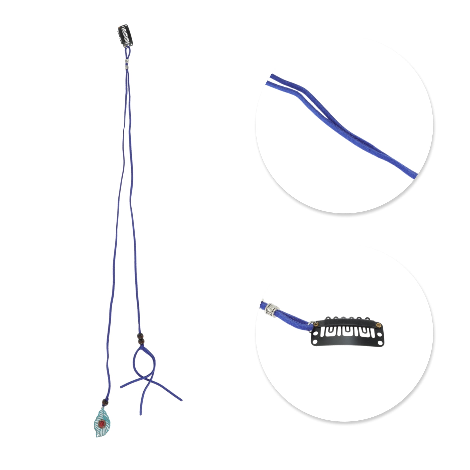 Unique Bargains Elegant Leaf Braided Hair Chain 1Pc Stylish Accessory Dark Blue 19.69"