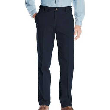 IZOD Men's Performance Stretch Straight Fit Flat Front Chino Pant, Navy, 32W x 32L