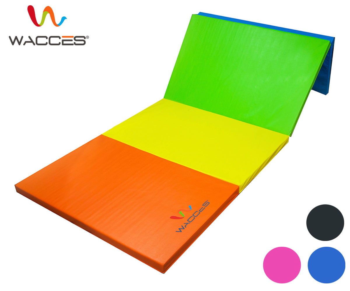Cloud Mountain 4x10x2 Gymnastics Mat Tumbling Mat Foldable Thick Panel Fitness Exercise Gym Mat Handle Compatibility Side Connection Tape Aerobics Yoga Cheerlanding Stretching Multi Color 