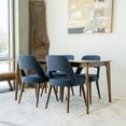 thumbnail image 3 of Leila 5-Piece Mid-Century Modern Dining Set with 4 Fabric dining chairs in Blue, 3 of 5