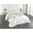 thumbnail image 2 of Ambesonne World Map Quilted Coverlet 3 Pcs, Sketch Outline, King Size, Black White, 2 of 4