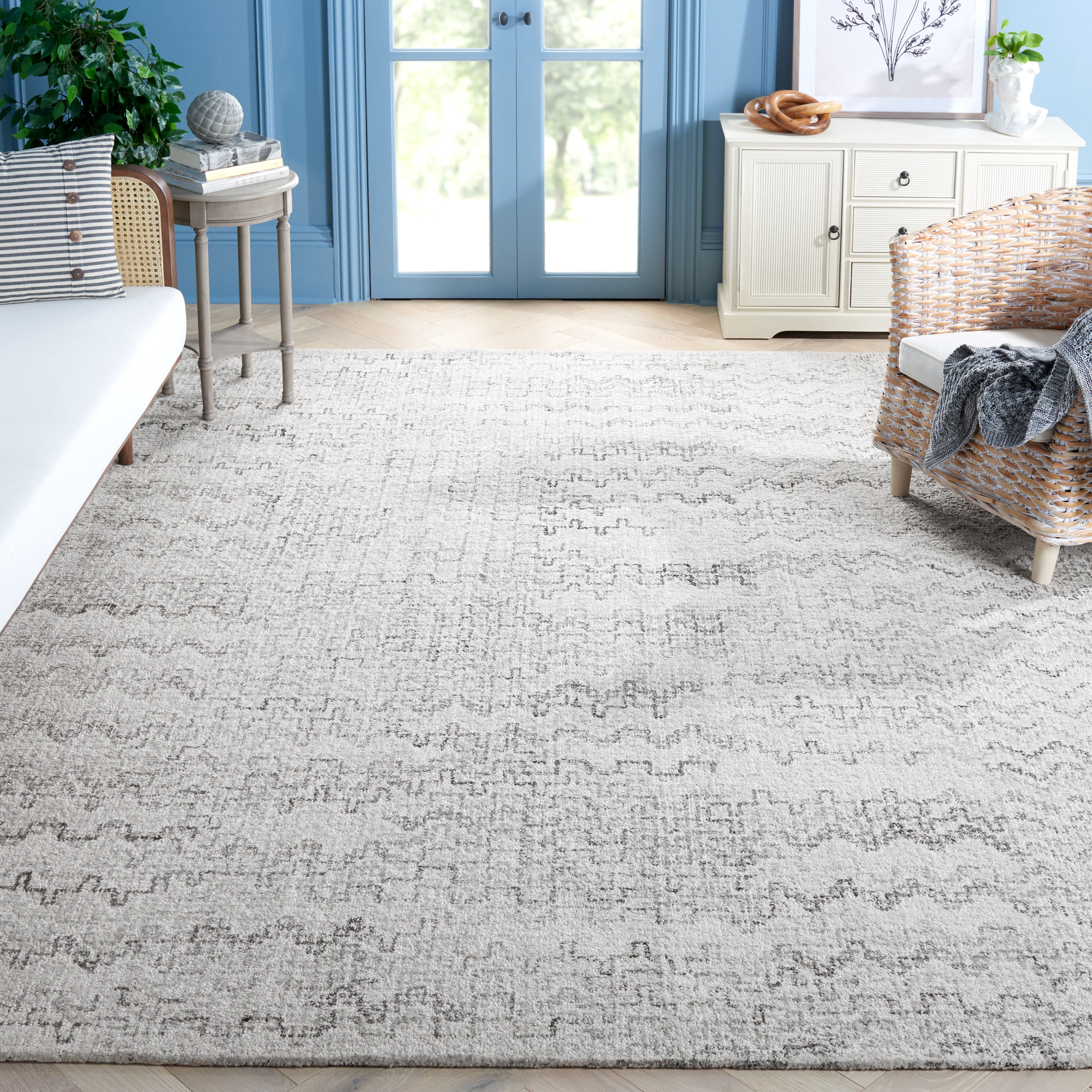 SAFAVIEH Marquee Endika Geometric Polyester Area Rug, Grey/Ivory, 8' x 10'