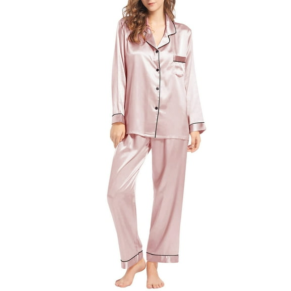 Lxkfashion Womens Pajama Sets Button Down Long Sleeve Top and Long Cute Pjs Sets Sleepwear Comfy Sleepwear
