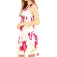 thumbnail image 3 of Sakkas Murni Women's Casual Summer Cocktail Elastic Stretchy Floral Print Dress - W-Pink - One Size, 3 of 5