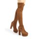thumbnail image 2 of Botas de Tacón Alto de Bloque Sobre la Rodilla con Plataforma Allegra K Marrón 36, 2 of 8
