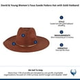 thumbnail image 4 of David & Young  Faux Suede Fedora Hat with Gold Hatband (Women), 4 of 4