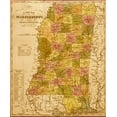 thumbnail image 2 of Vintage Maps 20x23 Black Ornate Wood Framed with Double Matting Museum Art Print Titled - Mississippi 1844, 2 of 4