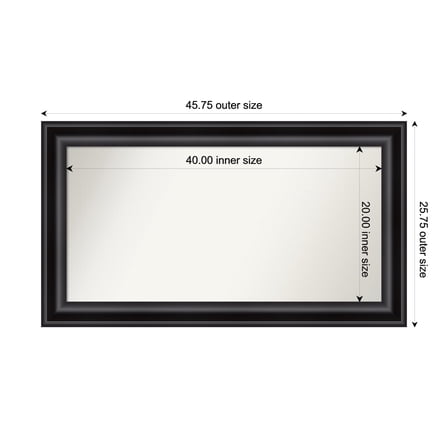 Amanti Art Custom Framed Wall and Bathroom Mirror (25.75 x 45.75 in.), Grand Black Frame