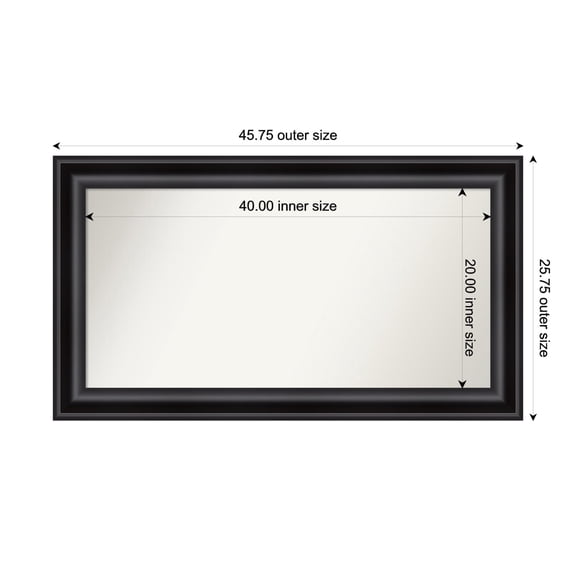 Amanti Art Custom Framed Wall and Bathroom Mirror (25.75 x 45.75 in.), Grand Black Frame