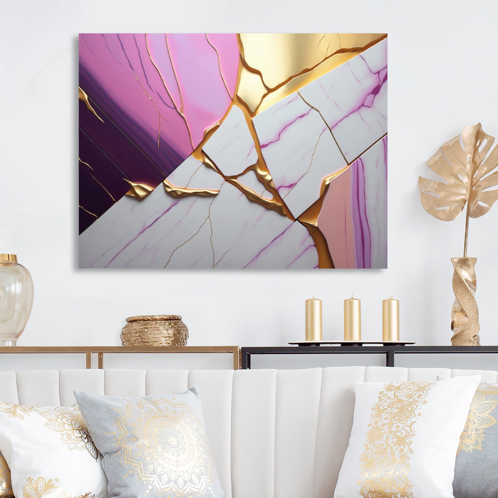 Designart Abstract Geode Violet II Canvas Wall Art