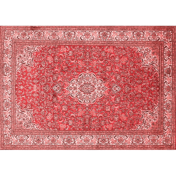 Ahgly Company Indoor Rectangle Medallion Red Traditional Area Rugs, 3' x 5'