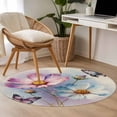 thumbnail image 5 of Round Area Rug 4ft,Vintage White Pink Flowers Washable Carpet Non-Slip Runner Accent Rugs Indoor Floor Mat for Bedroom Living Room Decor,Country Butterflies Floral Art, 5 of 9