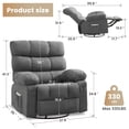 thumbnail image 3 of JONPONY Swivel Rocker Recliner Chair, Ergonomic Lounge Chair for Living Room Theater,Small Spaces with Rocking Function,360° Swivel,Side Pocket,Gray, 3 of 12