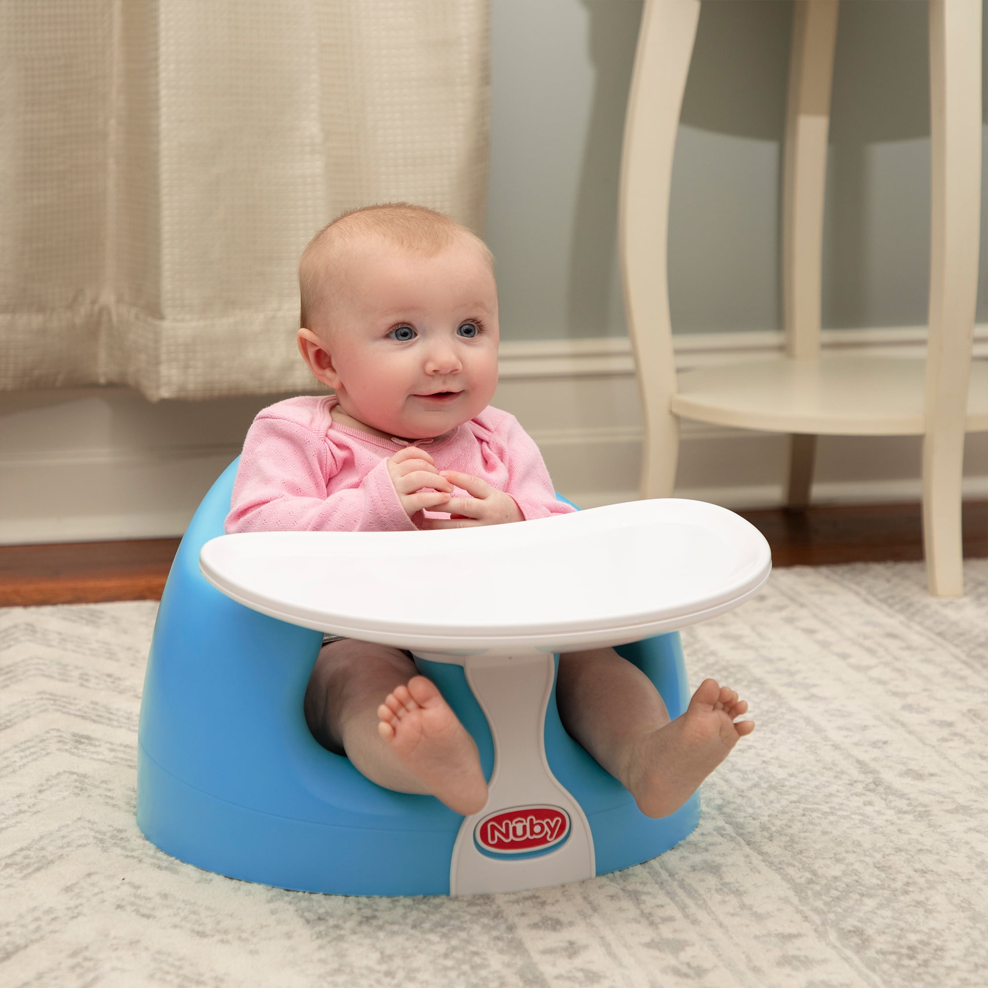 Nuby My Baby Seat, Foam Booster Seat with 3-Point Harness, Blue