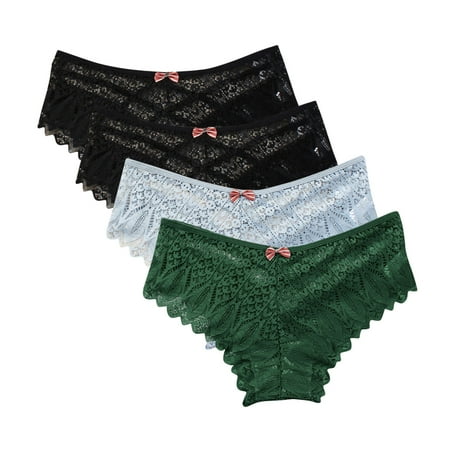 Kmdttou Womens Underwear Breathable Wicking Sexy Lace High Cut Panties Comfort Bikini Panty Stretch Underpants Breathable Ladies Briefs (Available in Plus Size) Green-XL