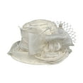 thumbnail image 2 of Sunsanly Big Brim Hat Organza Hats Summer Beach Cap Hats for Women Church Hats for Women Organza Victorian Hat Fancy Tea Party Hats Wedding Fascinator-Beige, 2 of 8