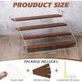 thumbnail image 2 of Queekay 4 Pack Acrylic Wood Display Stand Wooden Tiered Display Shelf Clear Acrylic Organizer Shelves Rack Step Riser Ladder Stand for Figure Cupcake Perfumes Desserts (15.7 Inch, 4 Tier), 2 of 7
