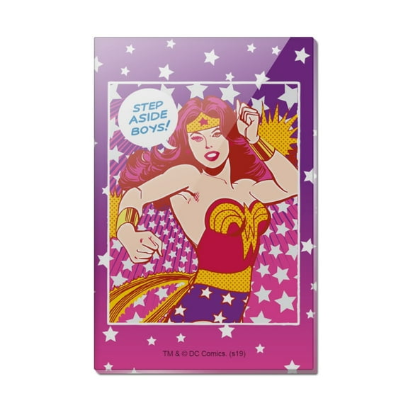 Wonder Woman Step Aside Boys Rectangle Acrylic Fridge Refrigerator Magnet