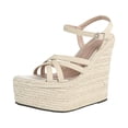thumbnail image 6 of HEWUQI Wedges Sandals for Women Platform Espadrilles Open Toe Strappy Slingback High Heels Summer Wedding Prom Work Beach Dress Shoes Beige Size 8.5, 6 of 6