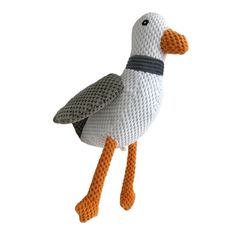Vibrant Life White Seagull Plush Dog Toy with Squeaker, Chew Level 4